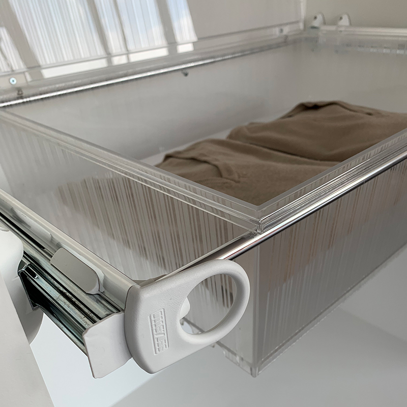Schublade Roomy - weiss - Aluminium glänzend - Polycarbonat transparent 3